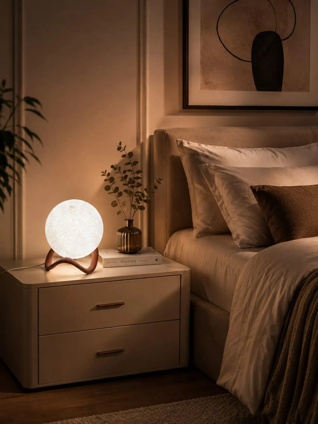 Modern Moon Lamp(LunaGlow) with Sculptural Stand